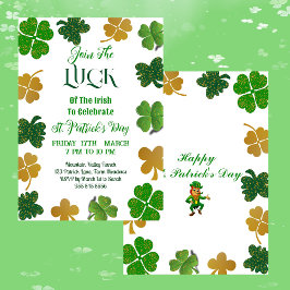 Lycka För Irländska St. Patricks Dag Guld Gröna Sh Inbjudningar