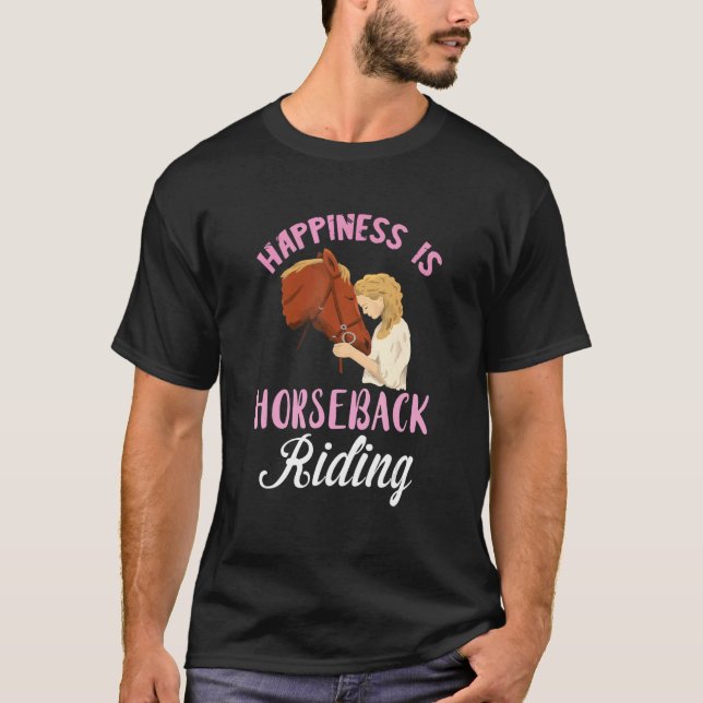 Lycka Hästridning Häst  Ryttare T Shirt (Framsida)