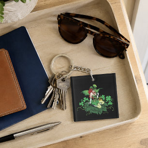 Lycka Irländsk Grön Älv Röd Hår Shamrock