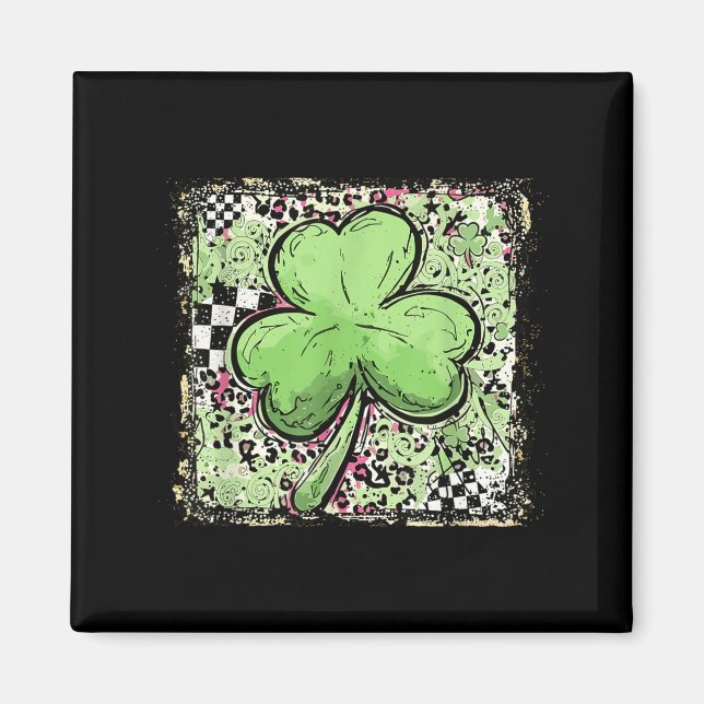 Lycka med brickorna St. Patricks dag leopard tur Magnet (Framsidan)