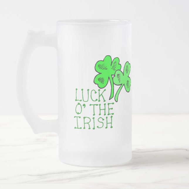 Lycka o' the Irish Leprechaun Frostad Glas Stein Frostat Ölglas (Vänster)
