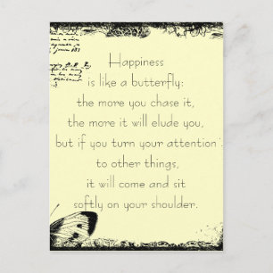 Lycka och Butterflies-citat Vykort
