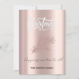 Lycka och kärlek till alla, guldrosa elegans julkort