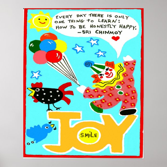 Lycka poster med clown och ballonger (Framsidan)