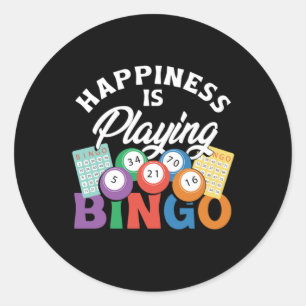 Lycka spelar Bingo Lucky Game Player Gamble G Runt Klistermärke