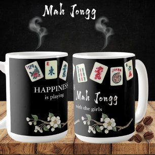 Lycka spelar Mah Jongg med flickorna Kaffemugg