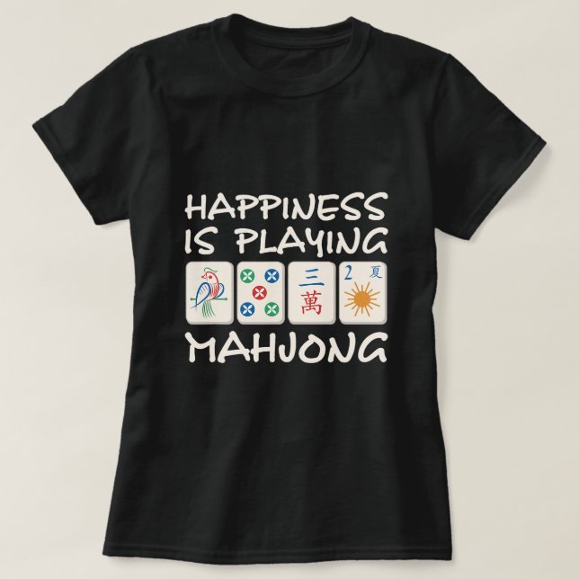 Lycka spelar Mahjong Mahjong Party Mahjong T Shirt (Design framsida)