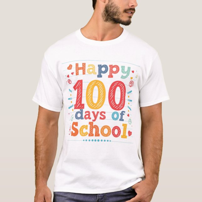 Lycka till 100 skoldagar present till lärare t shirt (Framsida)