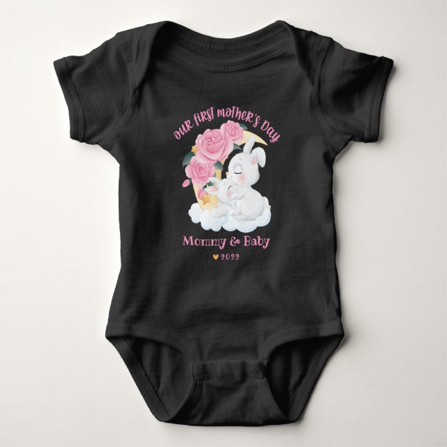 Lycka till 1:a mors dag Baby Bodysuit T Shirt (Framsida)