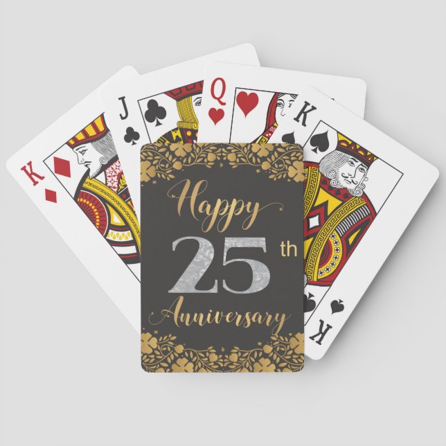 Lycka till 25-årsjubileum Silverbröllop 25 år Casinokort (Baksidan)
