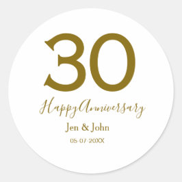 Lycka till 30-årsjubileum namn datum gyllene fetst runt klistermärke