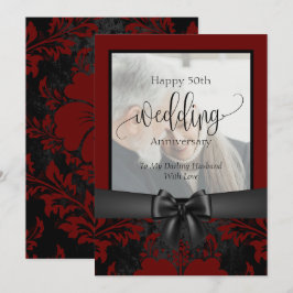 Lycka till 50-årsdag för bröllop traditionell foto inbjudningar