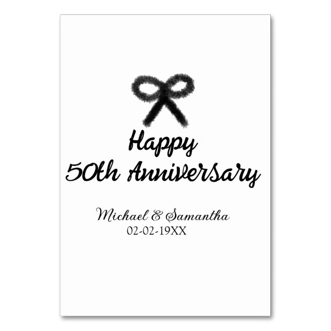 Lycka till 50-årsjubileum Lägg namn datum bröllop Bordsnummer (Framsidan)