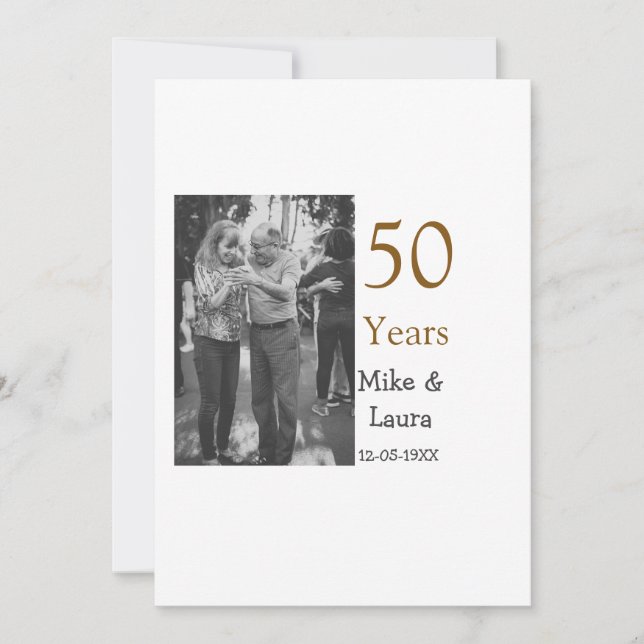 Lycka till 50-årsjubileum lägg till parnamn datum  inbjudningar (Framsida)