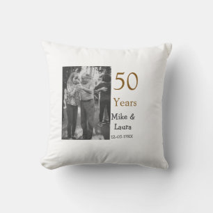Lycka till 50-årsjubileum lägg till parnamn datum kudde
