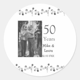 Lycka till 50-årsjubileum lägg till parnamn datum  runt klistermärke