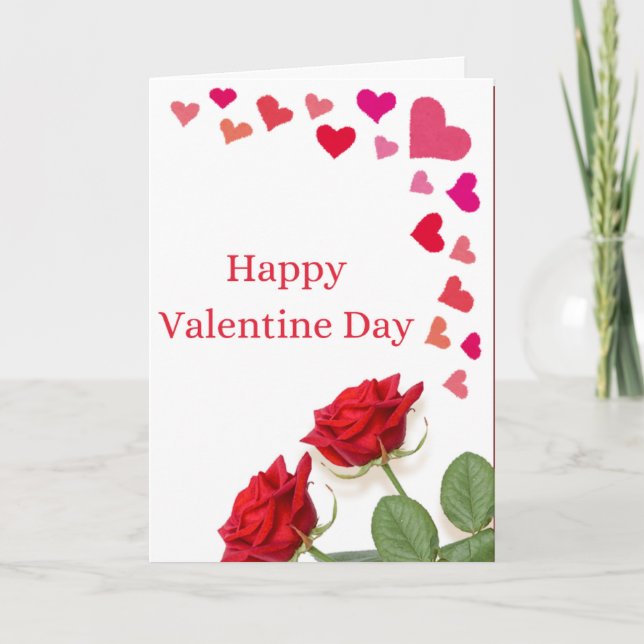 Lycka till Alla Hjärtans Dag Ros Greeting Card Kort (Framsida)