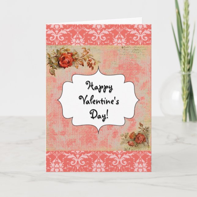 Lycka till Alla Hjärtans Dag Vintage Kort (Framsida)