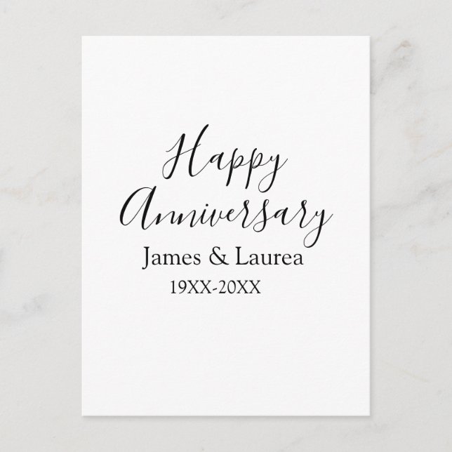 Lycka till årsdag bröllop namn datum år enkel mi vykort (Framsida)