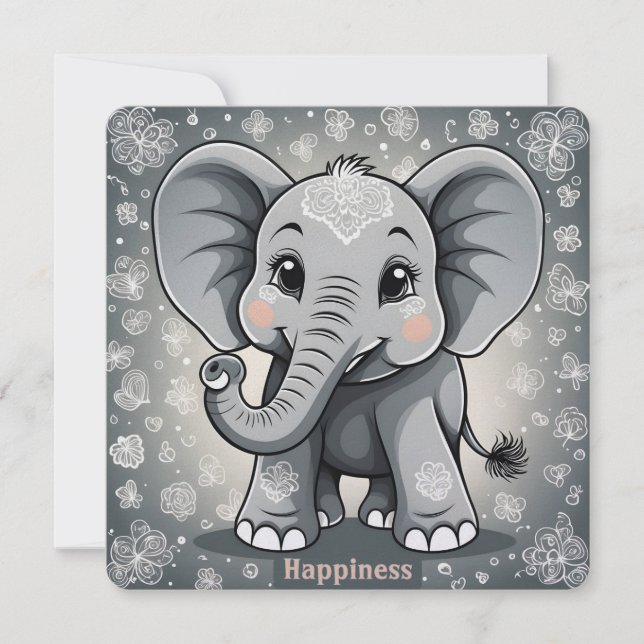 Lycka till Baby Elephant AI Fantasy Digital Art (Framsida)