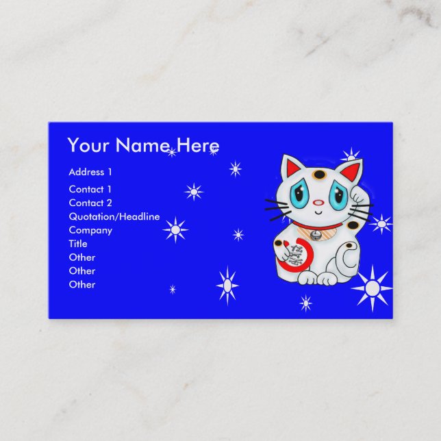 Lycka till Beckoning Cat Maneki Neko Visitkort (Framsida)