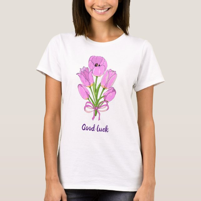 Lycka till Bouquet tulpaner Söt T-Shirt (Framsida)