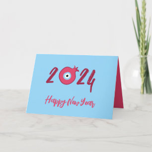 Lycka till Charm Pomegranat - Gott nytt år Helgkort