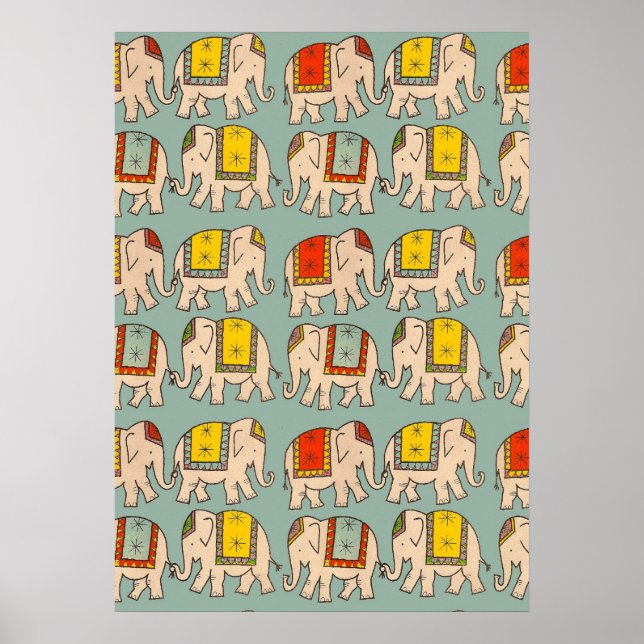 Lycka till cirus elephants (Eephant mönster Poster (Framsidan)