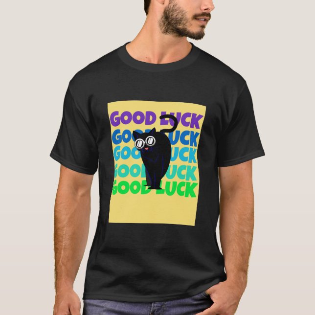 Lycka till Coola Cat T- T Shirt (Framsida)