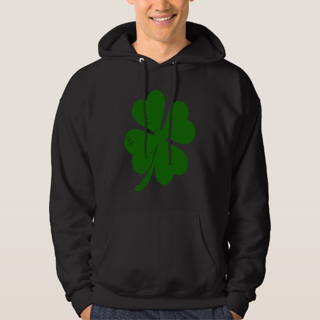 Lycka till Distress Irish Four Löv C St Patricks Hoodie (Framsida)