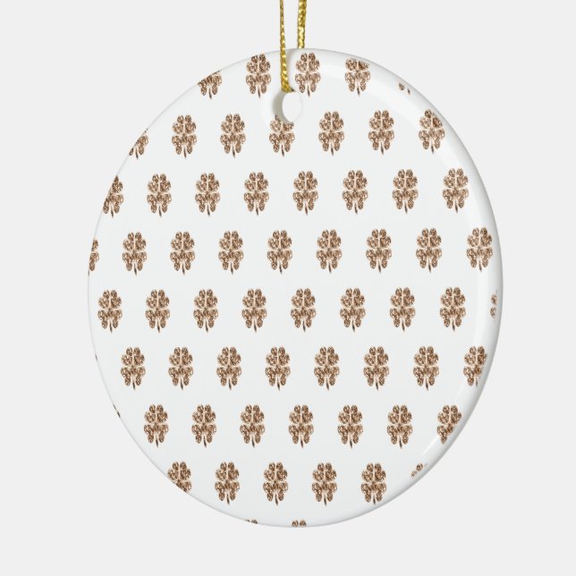 Lycka till eller Er text, Fyra Löv Klöver Julgransprydnad Keramik (Vänster)