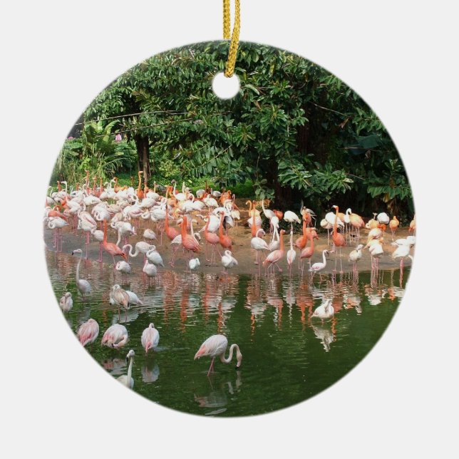 lycka till flamingoflock julgransprydnad keramik (Framsidan)