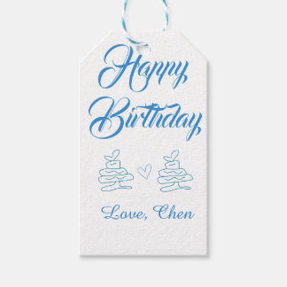 lycka till födelsedagen blå tårthjärta namn kärlek presentetikett