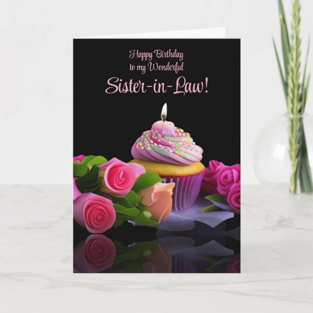 Lycka till födelsedagen för svägerska Cupcake Kort (Framsida)
