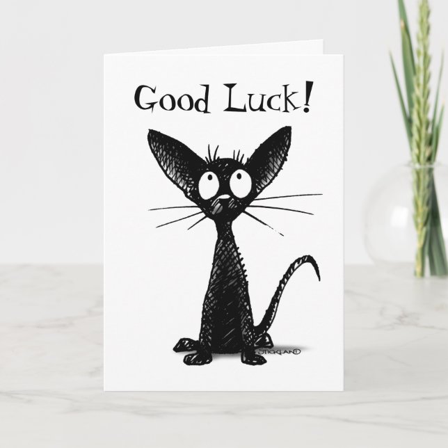 Lycka till Funny Anpassningsbar Lucky Black Cat Kort (Framsida)