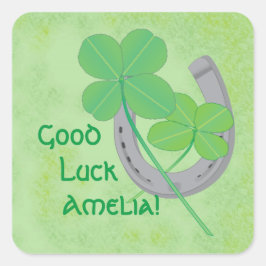 Lycka till fyrkantigt klistermärke