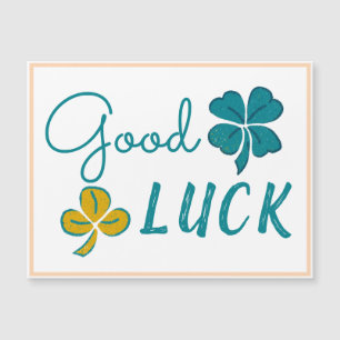 Lycka Till Fyrklöver Shamrock Magnet Kort