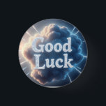 Lycka till - Glowing Cloud Typography with Light B Knapp<br><div class="desc">Skicka omedelbar positivitet med den här feta "Lycka till"-designen: stort serif brev med en mjuk gnistra struktur flyter över ett dramatiskt glödande moln, strålar ut ljus som skapar djup och energi från firande. Den blå paletten och det negativa utrymmet i coolan gör att meddelandet visas från vilken vinkel som helst....</div>
