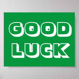 Lycka till grönt och vit modern typografi poster