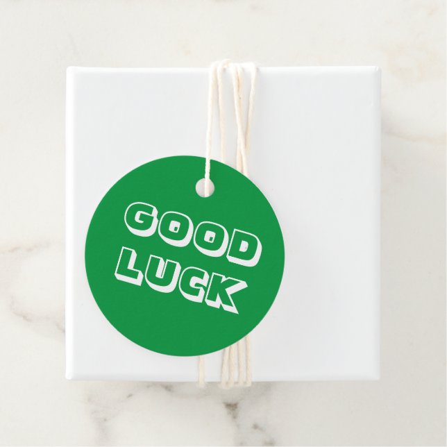 Lycka till, grönt vit gåvor etiketter (På plats)