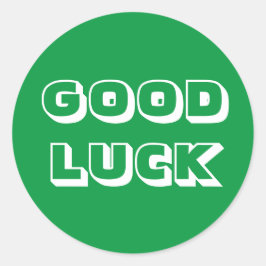 Lycka till, grönt vit runt klistermärke