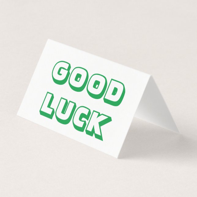 Lycka till, grönt, vitt vikt kort (Framsida)