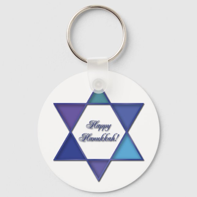Lycka till Hanukkah Davidstjärna Nyckelring (Framsida)