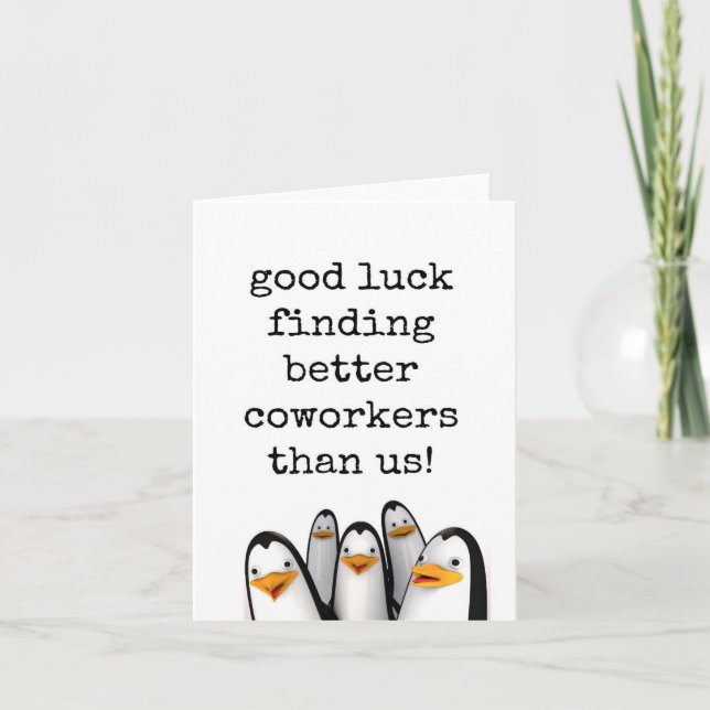 Lycka till hitta bättre koarbetare, Lämna jobb Kort (Framsida)