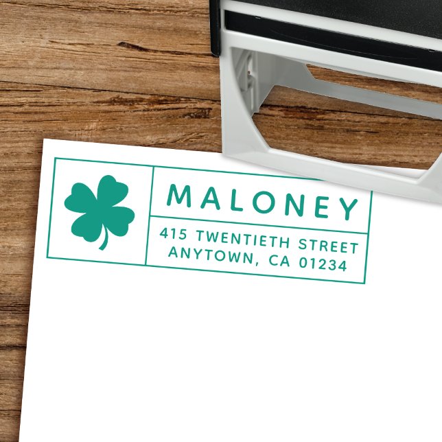 Lycka till Irish Fyrklöver | RETURADRESS Självfärgande Stämpel (Skapare uppladdad)