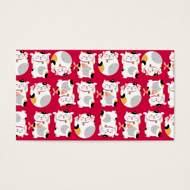 Lycka till, katt,kines,feng shui,Maneki Neko,patte Visitkort (Framsidan)