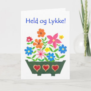 lycka till-kort, danskt Hälsning - Blomeffekt Kort