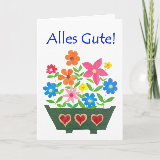 Lycka till-kort, tyska Hälsning - Blomströmmen Kort (Framsida)