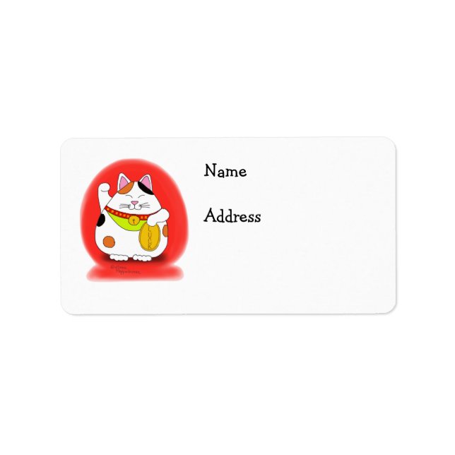 Lycka till Maneki Neko Adressetikett (Framsidan)