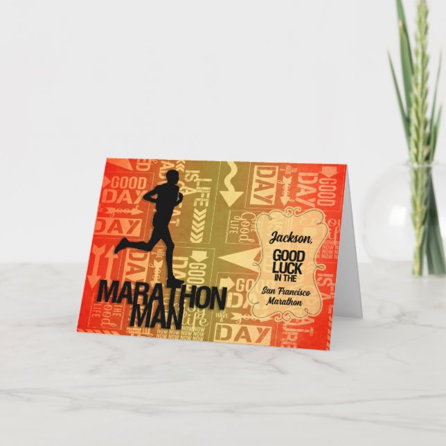 Lycka till Marathon Man Orange och Gult Kort (Framsida)